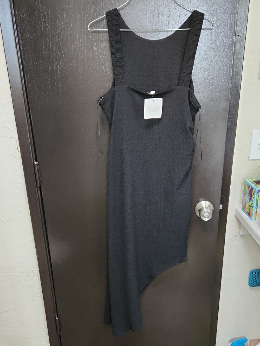 Sleek Black Asymmetrical Sleeveless Dress
